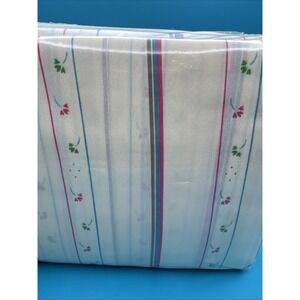Vintage 70s 80s Full Double Bed‎ Sheet Set w 2 Pillowcases Stripes Clover Hearts